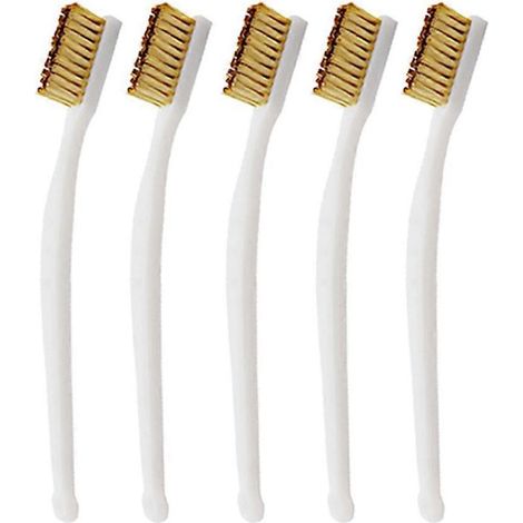 Set mit 5 Metallbürsten mit Kunststoffgriffen, Kupferschaberbürsten zum Entfernen von Lötzinn und Rost. – 18,50 x 2,50 x 1,50 cm – Weiß (1/4)
