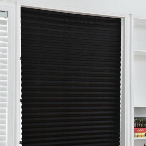 Rideau plissé aveugle porte auto-adhésive salle de bain balcon stores demi-occultant-TAILLE, COULEUR : 60 150 , Noir