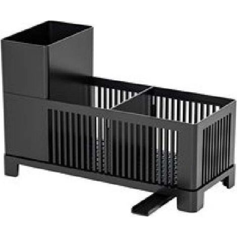 Organisateur d'évier et organisateur d'évier de cuisine, support d'éponge noir, support de rangement de comptoir de cuisine en plastique, (1/4)