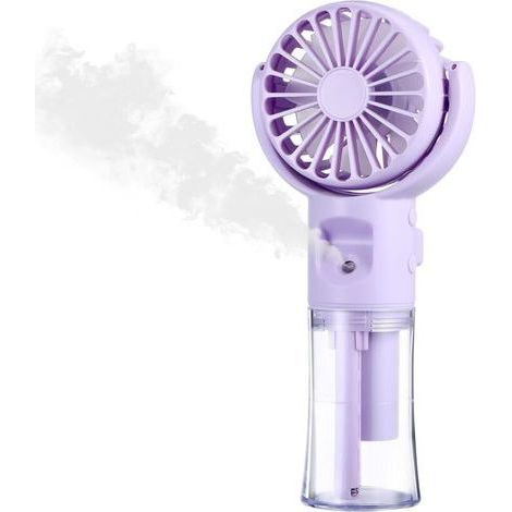 Tragbarer Sprühventilator, Mini-Ventilator mit Akku, 4 Geschwindigkeitsstufen, USB-Ventilator, Reiseaccessoire für Outdoor, Büro, Camping (Lila) (1/4)