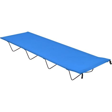 Lit de camping Relax Transat de jardin Chaise longue pliable 180x60x19 cm Tissu Oxford et acier Bleu -FR64668 (1/5)