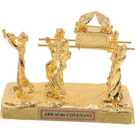 Arche Statue Judaïque en Métal Doré Sculptée, Décoration Religieuse Artisanale pour Intérieur, Ornement Israélien pour Table Et Sanctuaire, Pièce Unique Socle Aléatoire (1/5)