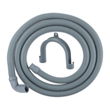 QORVA-Tuyau de vidange pour lave-linge de 1,5 m avec support et collier de serrage pour lave-linge et lave-vaisselle.