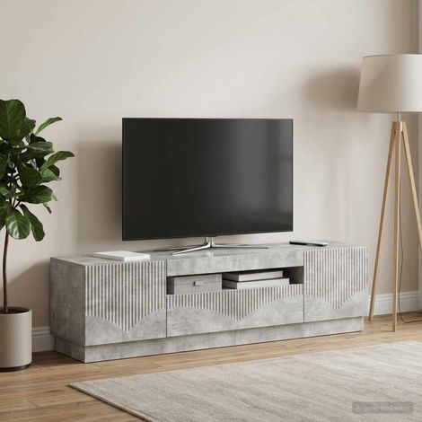 Meuble TV LED Gris béton Bois d'ingénierie (1/5)