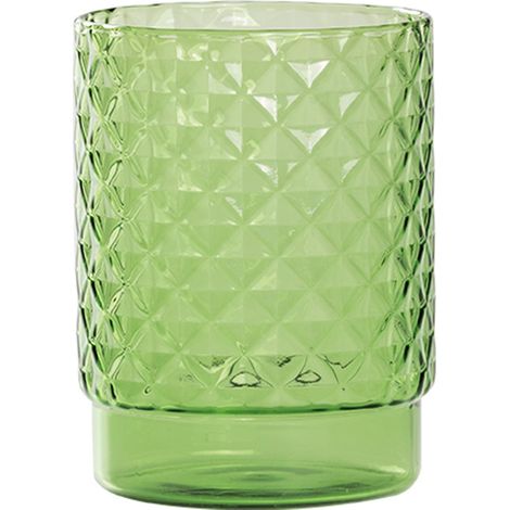 Isolano Set di 4 Tumbler Impilabili in Vetro Borosilicato Soffiato a Mano con Effetto Diamantato Colore Verde Mela per Tavola e Piano Bar Moderno