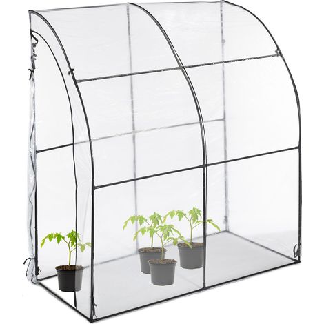 Relaxdays Walk-In PVC Film Cold Frame, HWD: 215 x 200 x 100 cm, Door, Pointed Roof, Greenhouse, Transparent/Black (1/5)