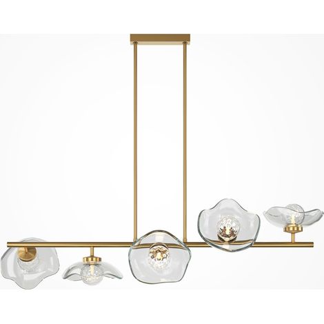 Maytoni Miracle Lampadario moderno a sospensione da soffitto in ottone con paralume in vetro 5xG9