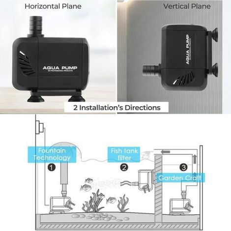 Pompe Eau Submersible - 15 W - Débit 1500 L/H - Hauteur Refoulement 1,6 M - Pour Aquarium - 1 Pièce (1/5)