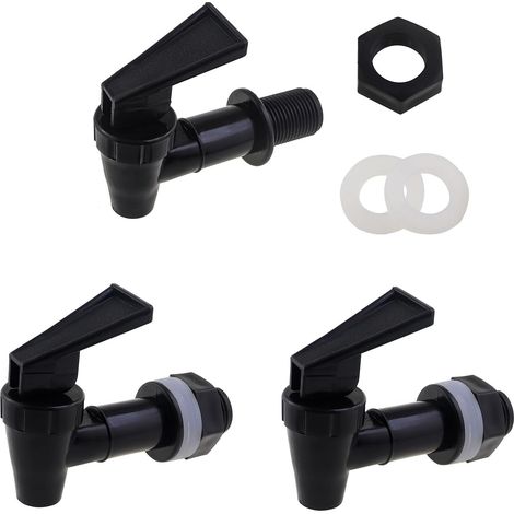 Set di 3 ugelli per rubinetto in plastica con interruttore a scomparsa nero. (1/3)