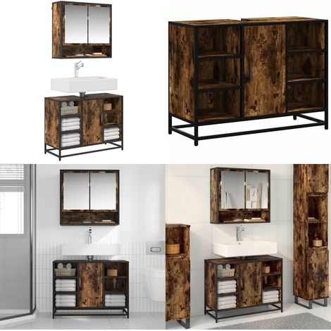 vidaXL Waschbeckenunterschrank Räuchereiche 80x33x60 cm Holzwerkstoff