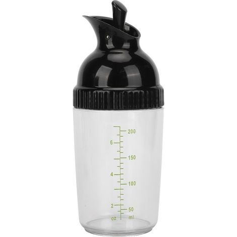 Shaker à vinaigrette de 200ml, sans BPA, pot anti-fuite avec couvercle pour la cuisine, noir (1/5)