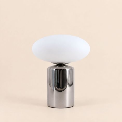Lampe à poser chrome en céramique et verre 31cm (1/5)