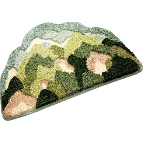 Tapis de sol en fausse laine pour salle de bain, tapis d'entrée Mountain Forest A 50x80cm, antidérapant et absorbant d'eau