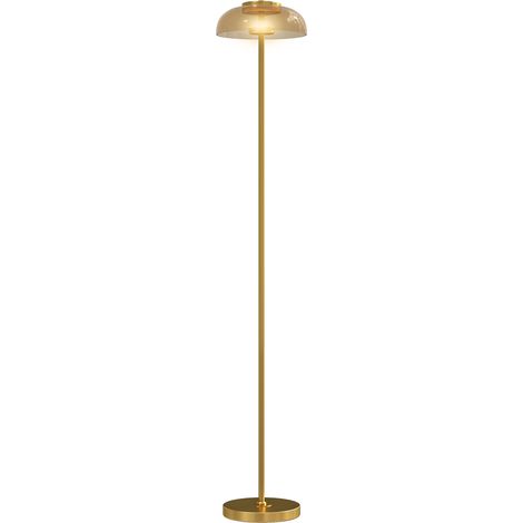 LED-Stehleuchte fürs Wohnzimmer, warmweißes Licht (3000 K), Fußschalter, 25 x 25 x 134 cm, Messing