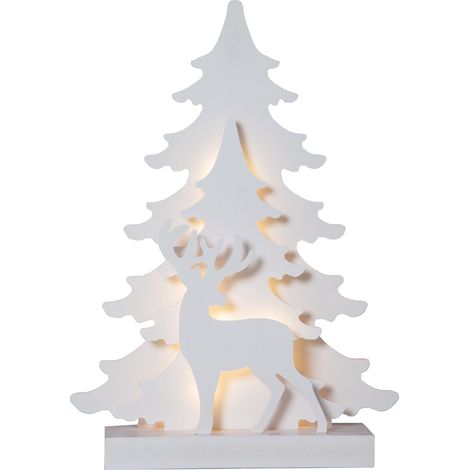 EGLO LED Weihnachtsdeko, Weihnachts-Silhouette Wald aus Holz mit Hirsch, Winterlandschaft mit Timer und batteriebetriebener Beleuchtung, warmweiß (1/5)