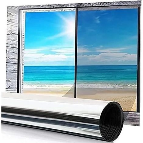 Film de fenêtre - Argent - 60x200cm - Auto-Adhésif - Protection Anti-UV - Effet Miroir (1/4)