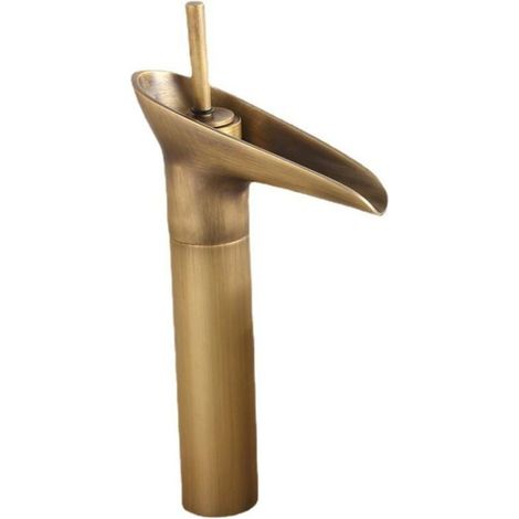 Grifo de baño de bronce, monomando, apto para lavabos de hasta 31,5 cm de altura. (1/3)
