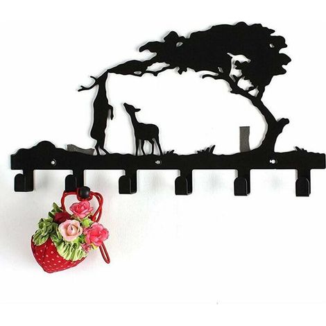 Crochet porte-manteau en fer - Cintre mural robuste avec 6 crochets métalliques - Support mural design pour sacs, vestes, manteaux, chapeaux, décoration d'intérieur (1/5)