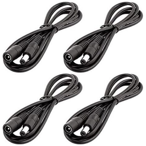 4pcs 1m DC 12V Extension Cable DC Plug 5.5mm x 2.1mm DC 0-36V Power Cord Male to Female Electrical Extension Cord for Car Monitor, CCTV Camera, LED Strip, Black (1/5)