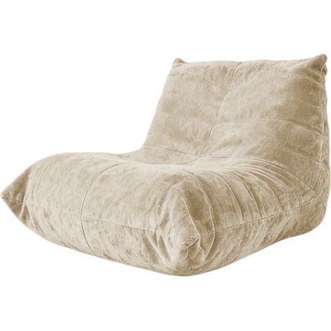 Lazy Sofa Bean Bag Sitzsack in Beige aus Chenille, 100 x 90 x 80 cm (1/5)