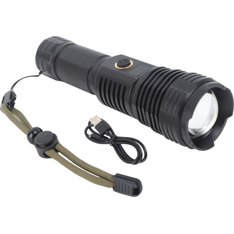 Lampe torche LED ultra-lumineuse XHP70 LED rechargeable USB-C avec affichage numérique pour l'extérieur (1/5)