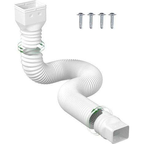 Rallonge de tuyau de descente, raccord de gouttière flexible pour tuyau d'évacuation des eaux pluviales (blanc) 1,5 m (dans un diamètre de 110) (1/4)