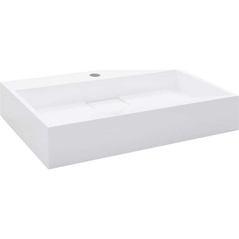 Waschbecken/Waschmuschel/Waschtisch 60 x 38 x 11 cm Mineralguss/Marmorguss Weiß (1/5)