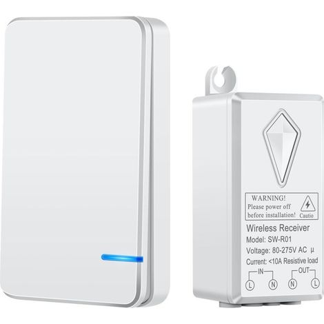 Interrupteur Sans Fil, 433Mhz 220V micro interrupteur va et vient sans fil, Pas de Câblage Nécessaire, IP66 étanche - Portée de 100 m, d'éclairage on/Off avec Interrupteur sans Fil (1/5)