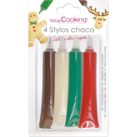 Lote de 4 bolígrafos de chocolate Navidad - Scrapcooking