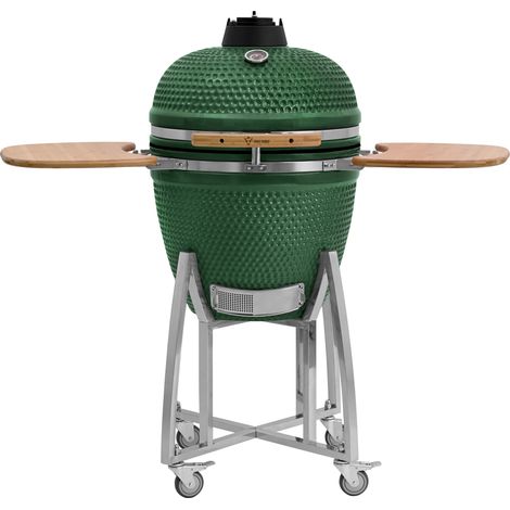 BBQ-Toro Kamado Grill Holzkohlegrill "KURO" Ø 52 cm, Grün, Keramikgrill mit Ablage, Thermometer