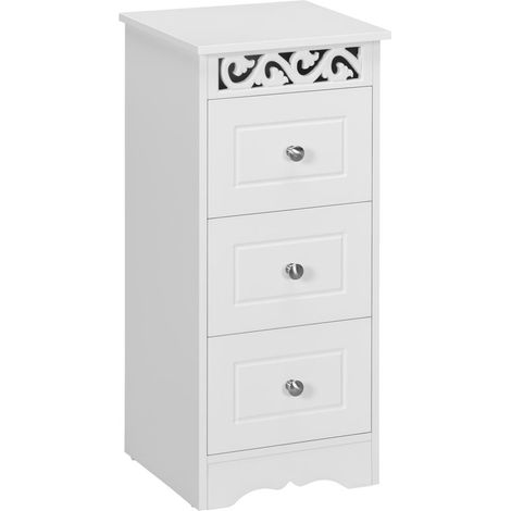 Salle de bain ou chambre : meuble bas compact avec 3 tiroirs et finition blanche (1/5)