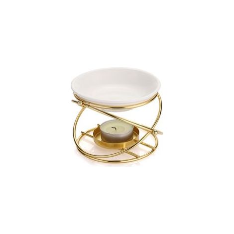 Brûleur à huile essentielle en métal, diffuseur d'arômes, forme ronde (doré) (1/5)