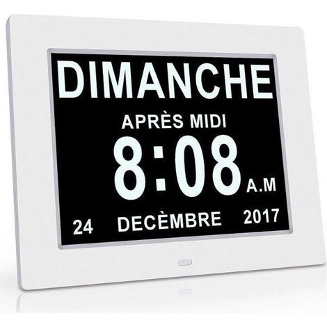 Auto-Dimming Clock Calendar - 8 Inch - White (1/4)