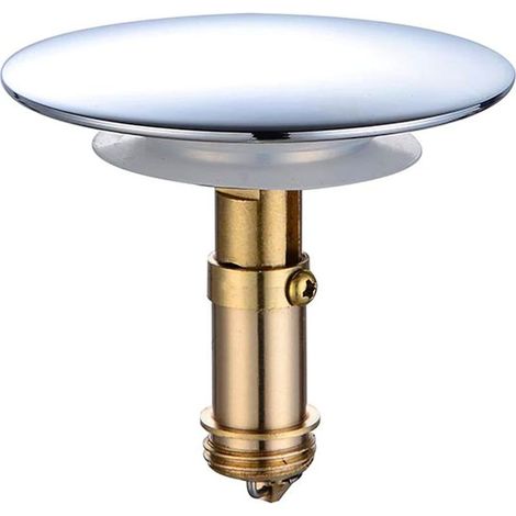 Tappo di scarico a pressione da 69 mm con chiusura a scatto per lavabo da bagno, lavello da cucina, lavabo da bagno, tappo in ottone massiccio con finitura cromata (1/5)