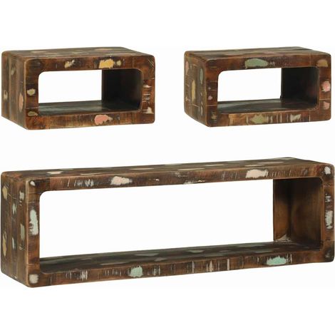 TV-Schrankset mit Regal 3 pcs Mehrfarbig Massivholz Altholz