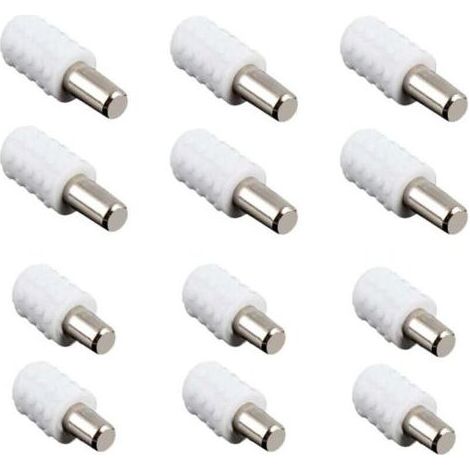 Lot de 12 taquets d'étagère, supports d'étagère, goujons d'étagère, chevilles, supports d'étagère, pour accessoires de bureau d'armoire, blanc, 21 x 8 mm (1/4)