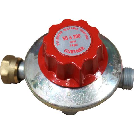 Gurtner – Détendeur gaz propane réglable basse pression 4kg/h – Pression 50 à 200 mbar – Entrée 20x150 – Sortie M20x150