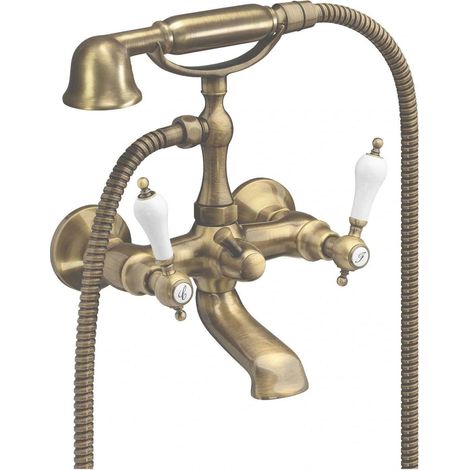 Wannenarmatur mit Duschset, Antik-Bronze, Serie ETROS BRONZO