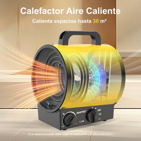 DAHTEC Calefactor industrial portátil 3000W AMARILLO - Calefactor de ventilador con asa, termostato y protección contra sobrecalentamiento - Para garaje, construcción y hogar (1/5)