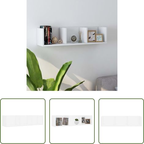Étagère DVD - Étagère murale à CD Blanc 75x18x18 cm Bois d'ingénierie (1/5)