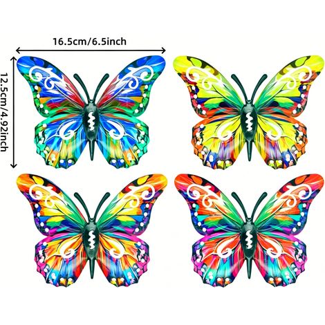Décoration murale papillons en métal (lot de 4) - Meilleure vente - Nouveauté - Décoration murale papillons en métal (lot de 4) - 16,5 x 12,5 cm