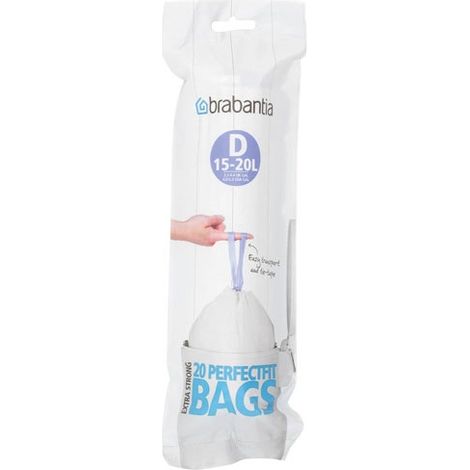 rouleau de 20 sacs poubelle code d - 15/20 l - perfect fit - brabantia