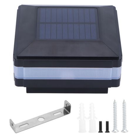 LED Solar Post Light Dual Color Induction Fence Cap Pillar Lamp IP65 Waterproof Black (Warm White Blue) (1/5)