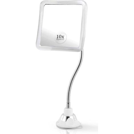 2 couleurs Miroir grossissant flexible à col de cygne éclairé x 10 Miroir de voyage LED rechargeable amélioré avec ventouse pour salle de bain, éclairage, carré (1/5)