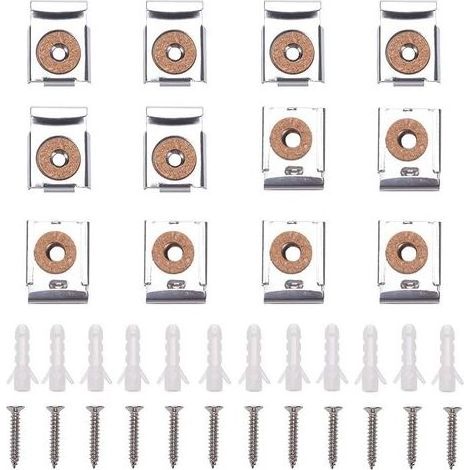 12 Pièces Ensembles Clips de Suspension à Miroir à Ressort, Fixations de Miroir avec des Fiches et des Vis, pour suspensions de Fixation de Miroir (1/5)