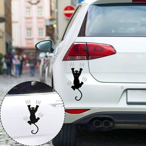 Lot de 2 autocollants pour chat, autocollants extérieurs mignons pour voiture, autocollants amusants pour voiture, autocollants pour chat noir (1/3)