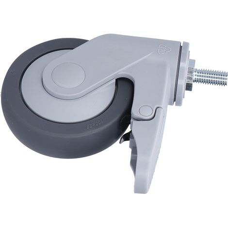 Roulette universelle silencieuse de 10 cm (4 po) avec filetage M12 et frein, accessoires de roulement pour meubles