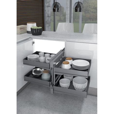 Ferrure 839 Compact 2 pour meubles d'angle - Ikona - reversible - ouverture de 414 mm - anthracite - INOXA