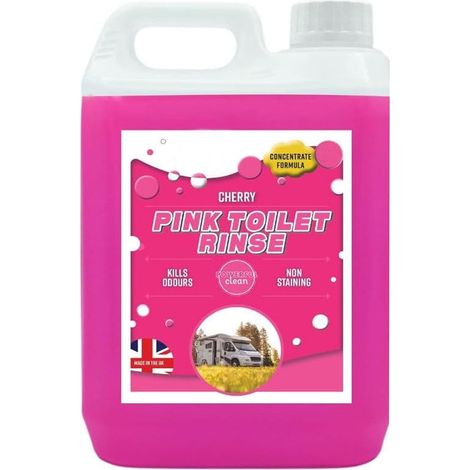 2 x 2.5L Pink Toilet Rinse Disinfectant Bottles For Caravans, Motorhome & Portable Toilets