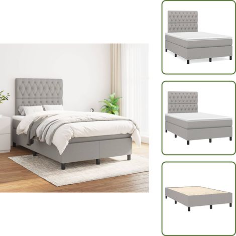 Boxspringbett mit Matratze Hellgrau 120x200 cm Stoff - Boxspringbett - Doppelbett - Bettenrahmen - Schlafsystem - Hellgraues Bett
